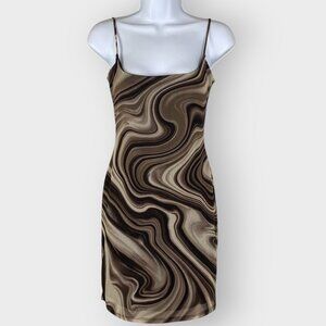 Vtg 90s Y2K Windsor Mesh Slip Dress | M | Open Back | Forest Fairy Grunge Trippy